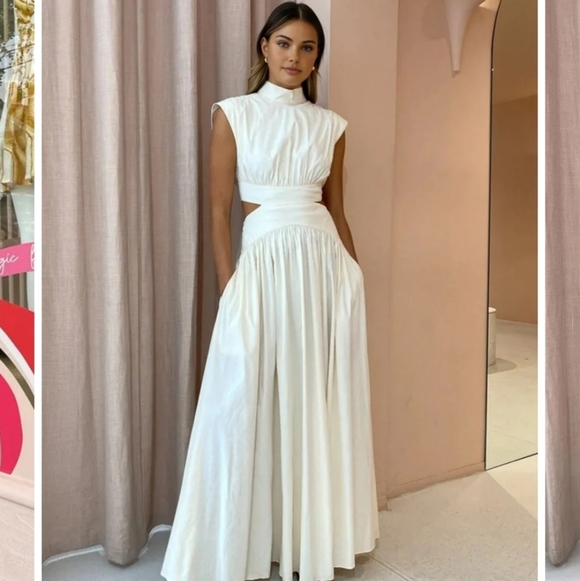 Commense Dresses & Skirts - Commense Mock Neck Cutout Maxi Dress Sz L NWT in Pink